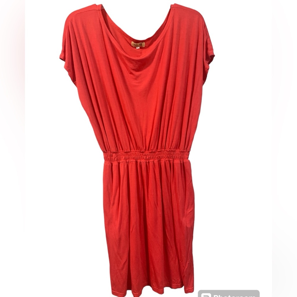 Piko 1988 Coral Boatneck Stretchy Knee Length Dress Size Large - Picture 4 of 7